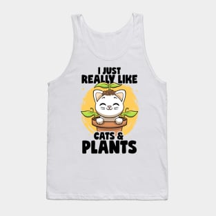 I Just Really Like Cats & Plants Lovers Botanical Plants Tank Top